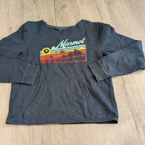 Customized Scoop Neck MARMOT - Men's Blue Pullover Fleece - Size Medium